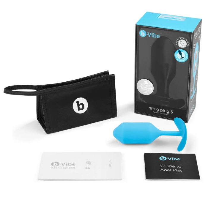 blue tapered head anal plug with box, case and accessories
