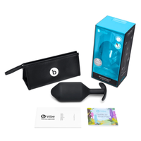 black tapered anal plug with packaging, case and cards