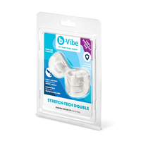 bVibe Stretch-Tech Double Flexible Secure Fit Cock Ring in its original clear plastic blister packaging with a blue and white label.