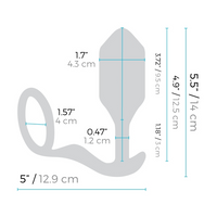 Measurement chart of a butt plug item with dimensions labeled