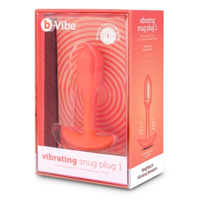 orange vibrating slim neck anal plug in box packaging