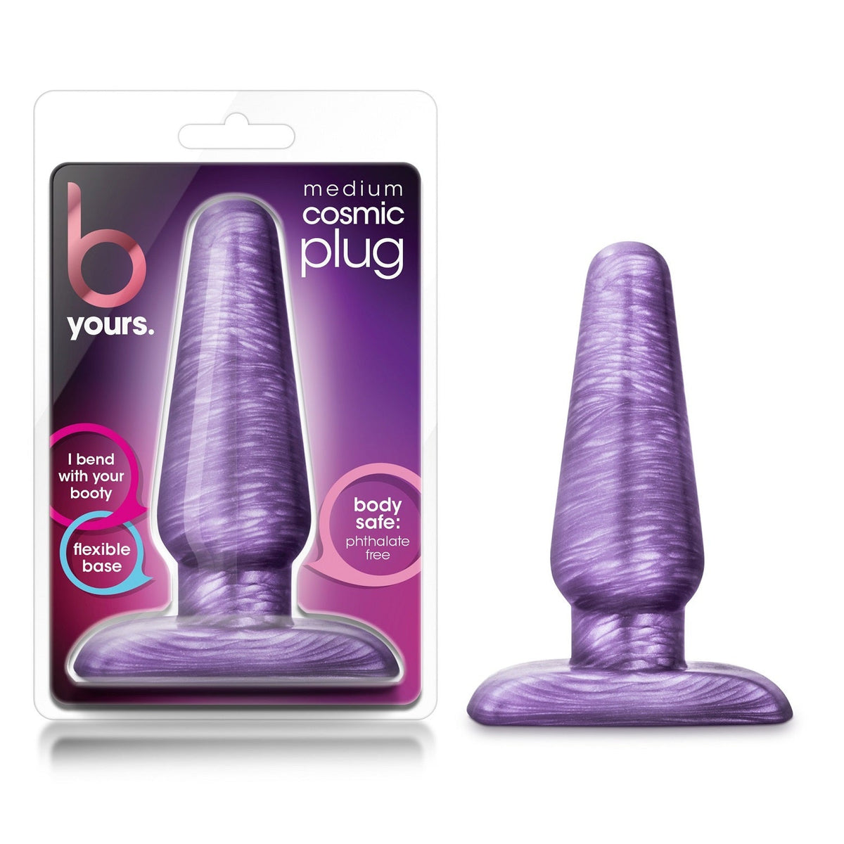 Purple medium cosmic plug with packaging on a white background