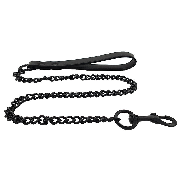 Leather Lead - Black with Black