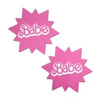 pink star burst pasties with he word babe inside