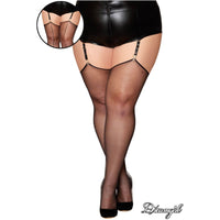 plus size female with black stockings and heels