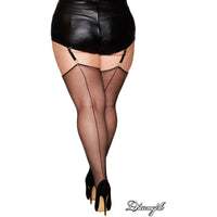 plus size female with black stockings and heels