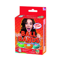 gummy ball bands on box cover with brunette female 