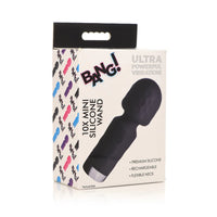 Box of a black mini silicone wand with 'Bang!' branding on a white background