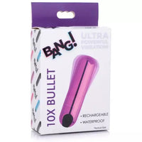 bang box with picture of purple metallic rechargeable bullet