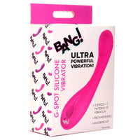 Box of a pink G-Spot silicone vibrator with 'BANG!' branding on a white background.