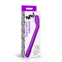 Purple G-Spot vibrator packaging with 'BANG!' branding on a white background