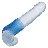 Blue liquid silicone pleasure enhancer round penis shaft and balls