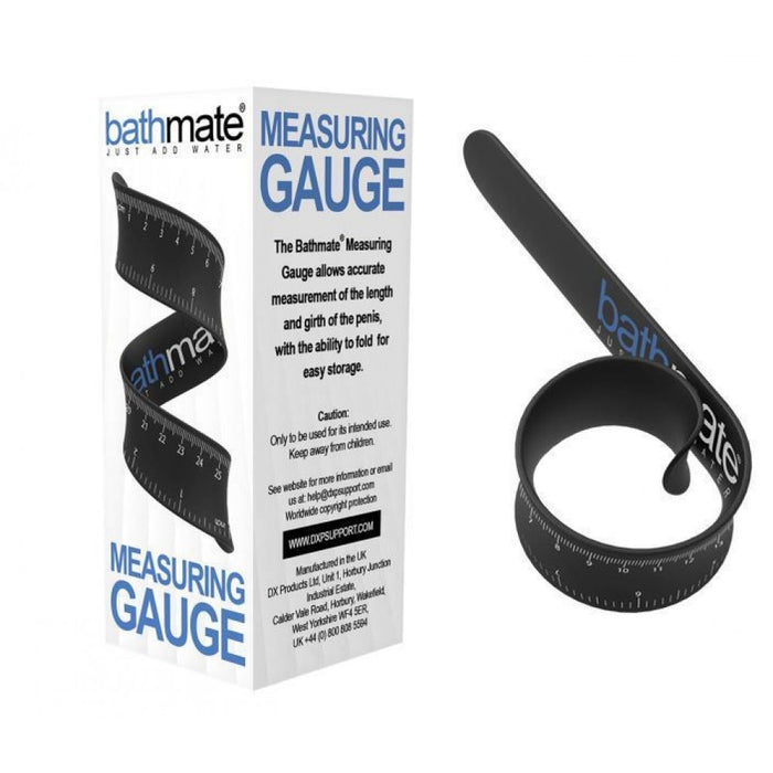 black measuring gauge for penis in white box