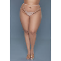 A pair of beige mini fishnet pantyhose, made from 100% nylon, featuring a high-waisted design.