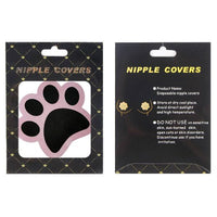 Nipple covers packaging with paw print design on a black background