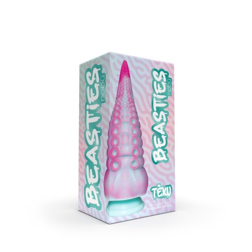 Box of texu dildo with 'Beasties' branding on a white background
