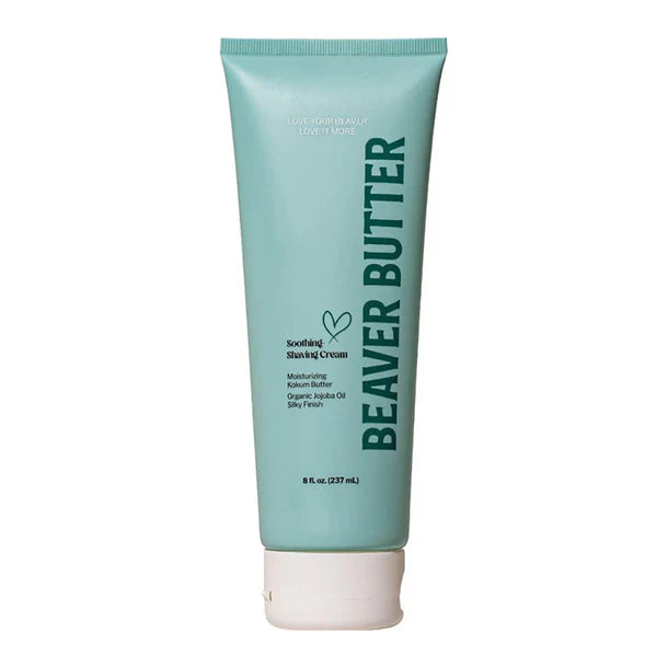 Beaver Butter soothing shaving cream tube on a white background