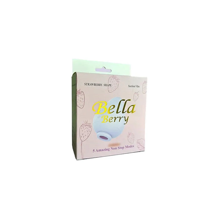 A boxed product labeled Bella Berry Strawberry Shape, shown on a plain white background. The package is pale pink with strawberry illustrations and a light blue berry graphic, plus yellow and green text.