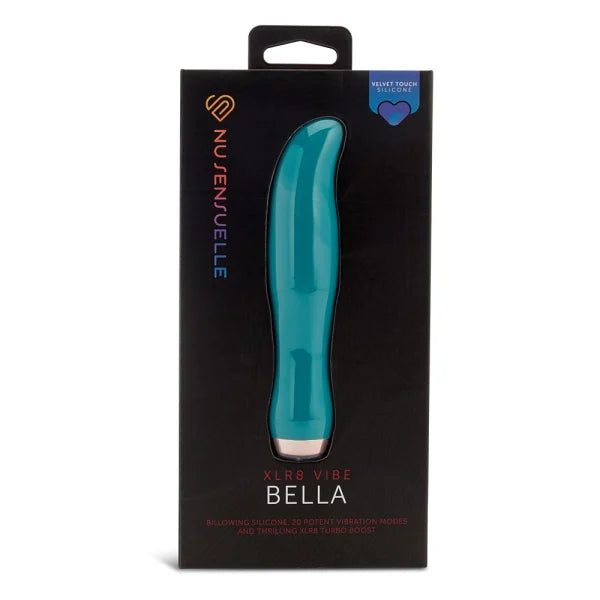 Teal XLR8 Vibe Bella product in black packaging with NuTensuelle branding.