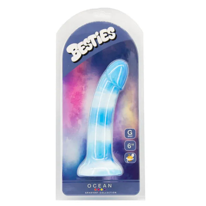 besties ocean dildo blue and white in plastic packaging
