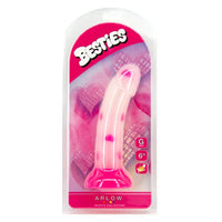 besties arlow dildo clear with pink hearts in plastic packaging