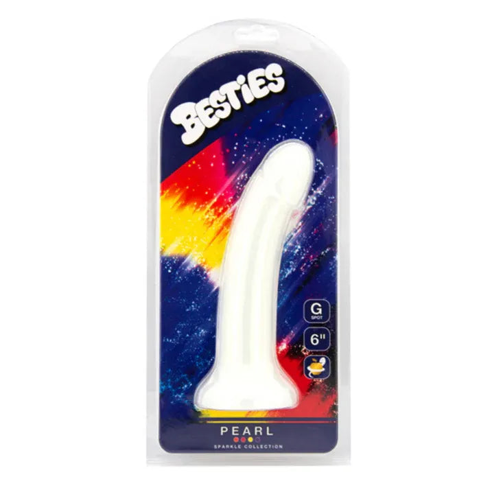 besties sparkle collection pearl white dildo in plastic packaging