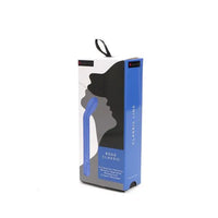 Product packaging with a blue classic g spot vibrator and silhouette of a person on a white background