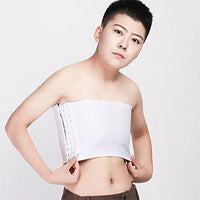 female wearing Strapless chest compression binder, front view 