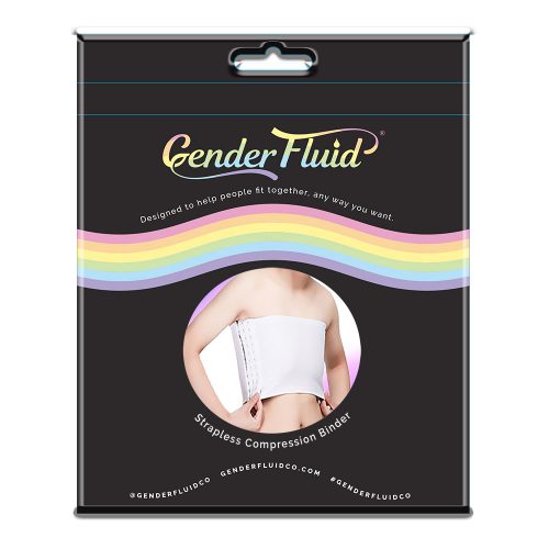 Strapless chest compression binder in product package
