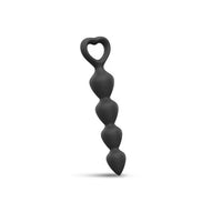 anal beads with heart ring finger in black