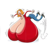 Cartoon character with a large breasts on a white background