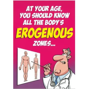 Cartoon doctor pointing to body parts with text about body zones at a certain age on a pink background
