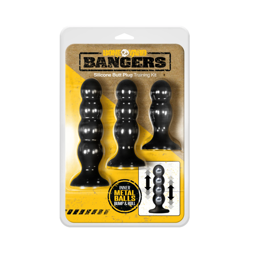 3 weighted anal plugs in packaging