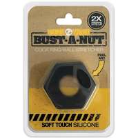 Bust-A-Nut cock ring/ball stretcher packaging with visible brand name on a white background