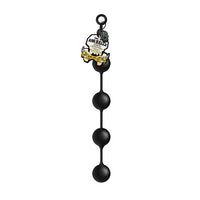 Black anal balls  with a unique design on a white background