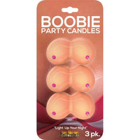 Pack of 'Boobie Party Candles' with packaging design.