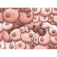 Illustration of multiple stylized female breasts in a close-up view wrapping paper