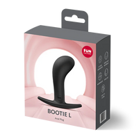 Black anal plug in packaging with 'Fun Factory' branding on a white background