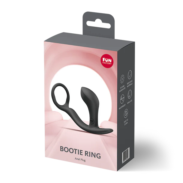 Box packaging of a 'Bootie Ring' product with visible branding on a white background