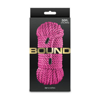 bound 50ft bondage rope on box packaging in pink