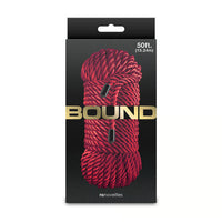 bound 50ft bondage rope on box packaging in red