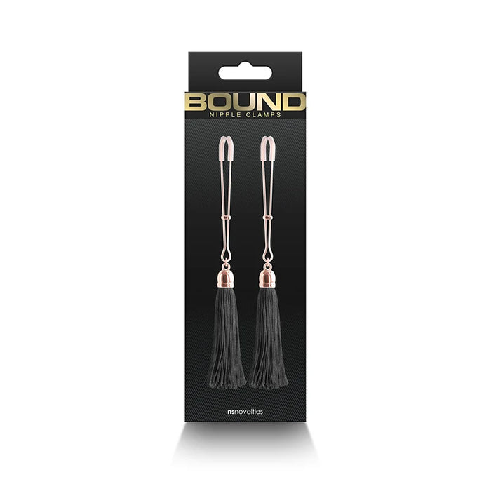 black box with picture of nipple tweezers and black tassels