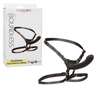 Black harness with packaging labeled 'Calexotics Boundless' on a white background