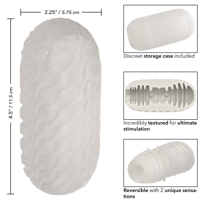 white masturbator with ribbed interior with measurements