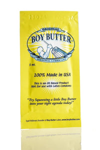 yellow foil pack of boy butter original formula lube