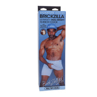 Product packaging for 'Brickzilla' with a model wearing underwear on a white background