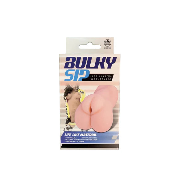 bulky sip realistic vagina masturbator on box packaging