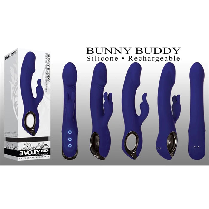 navy blue vibrator with rabbit clitoral stimulator