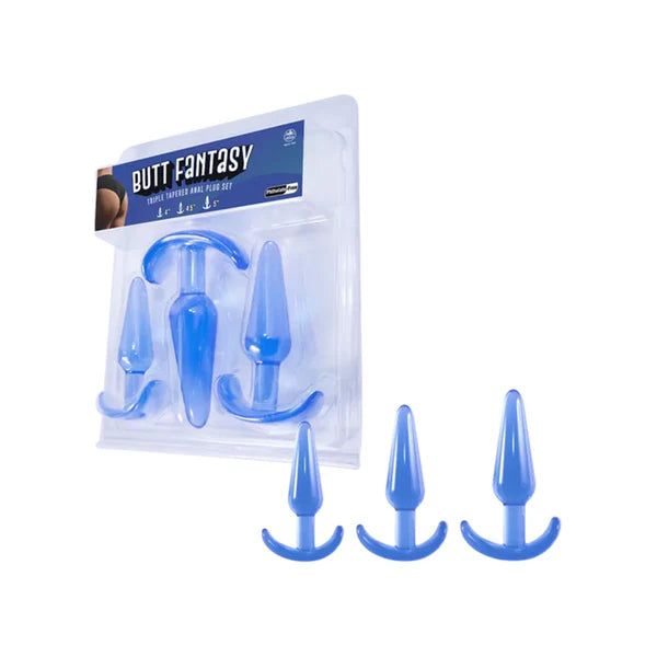 3 different sized tapered anal plug with packaging