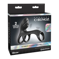 Package of Fantasy C-Ringz Ultimate Couples Cage Pro with black silicone design on a white background